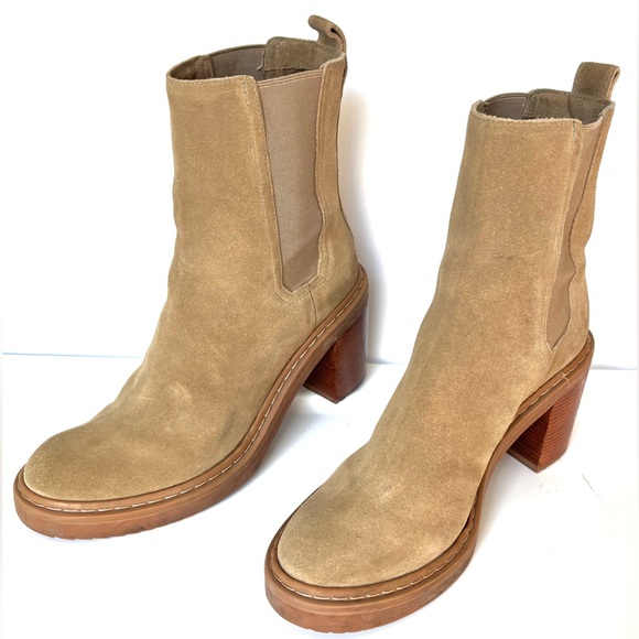 Louise et Cie Suede Chelsea heeled boots in tan color Size 8 - Picture 1 of 8